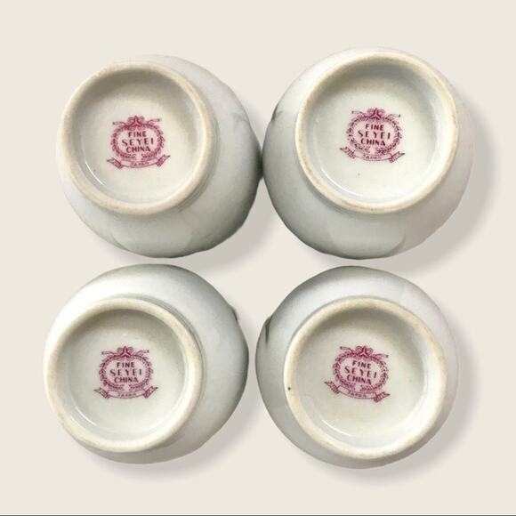 Vintage Seyei Porcelain Tea Pot Set Fine Bone China 6 Piece Leaf Print - Picture 11 of 11